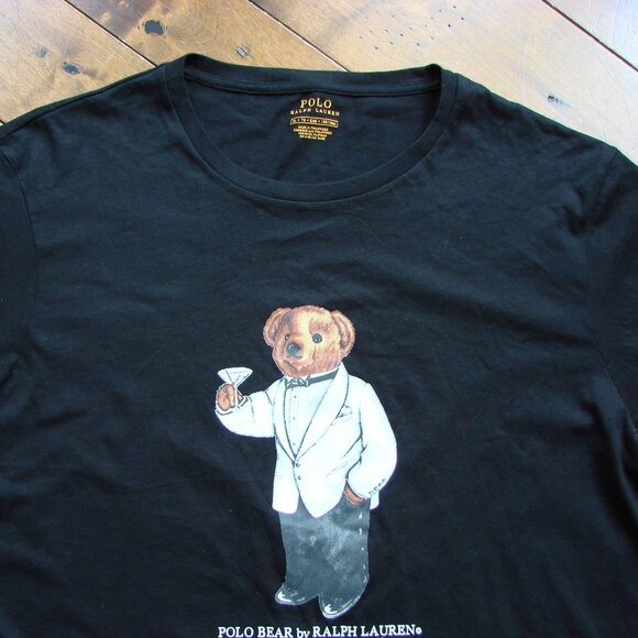 Polo Ralph Lauren Black Tee Shirt Tuxedo Martini Bear Size XL - Picture 3 of 13